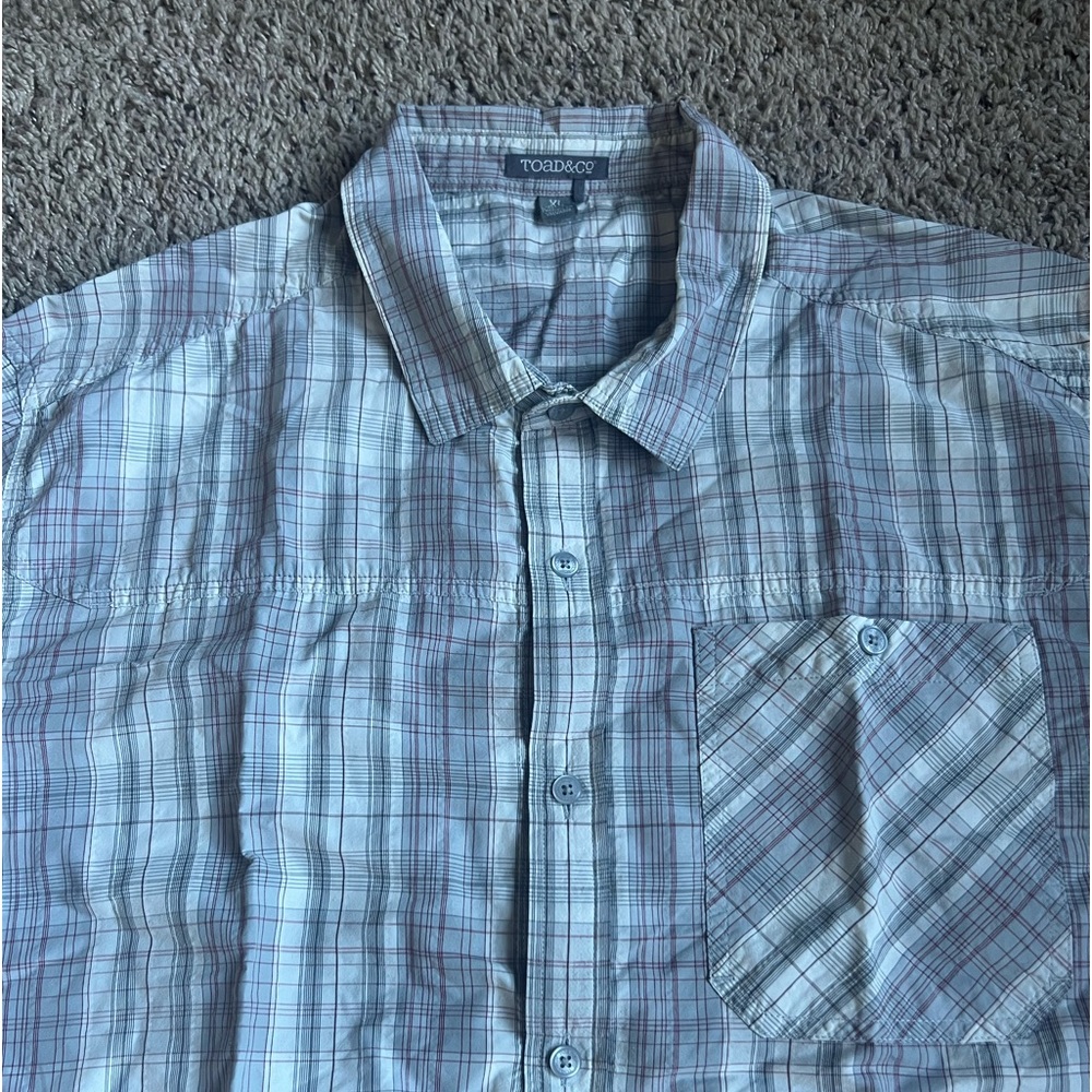Toad & Co. Button Down Shirt Gray Hiking Camp XL